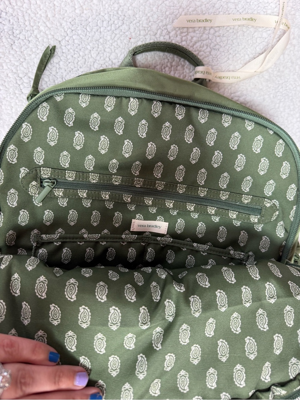 Vera Bradley Olive Green Paisley-Print Backpack